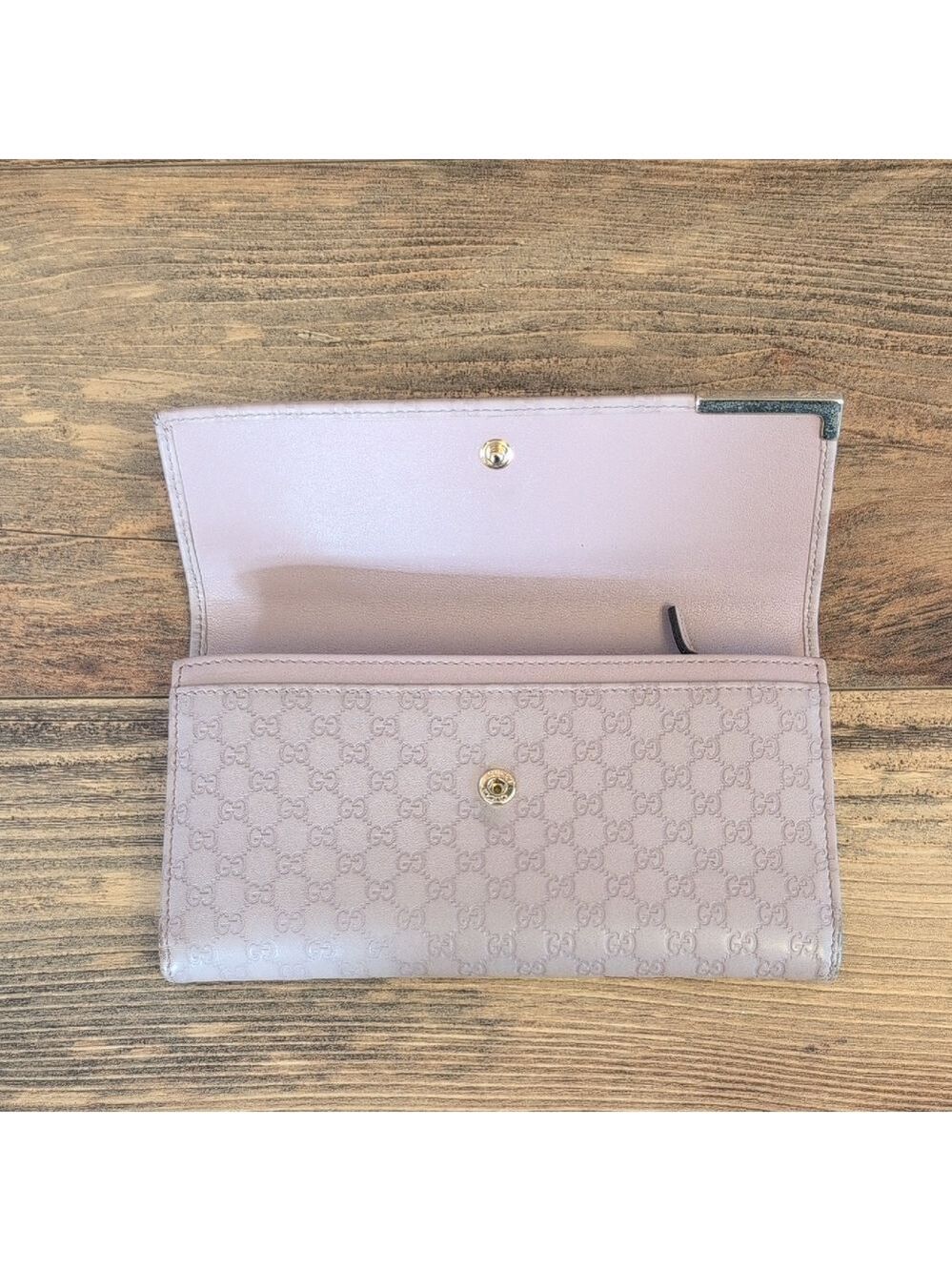 Gucci Micro Guccissima Lavender Italian Leather Vintage Continental Long Wallet - Picture 5 of 14